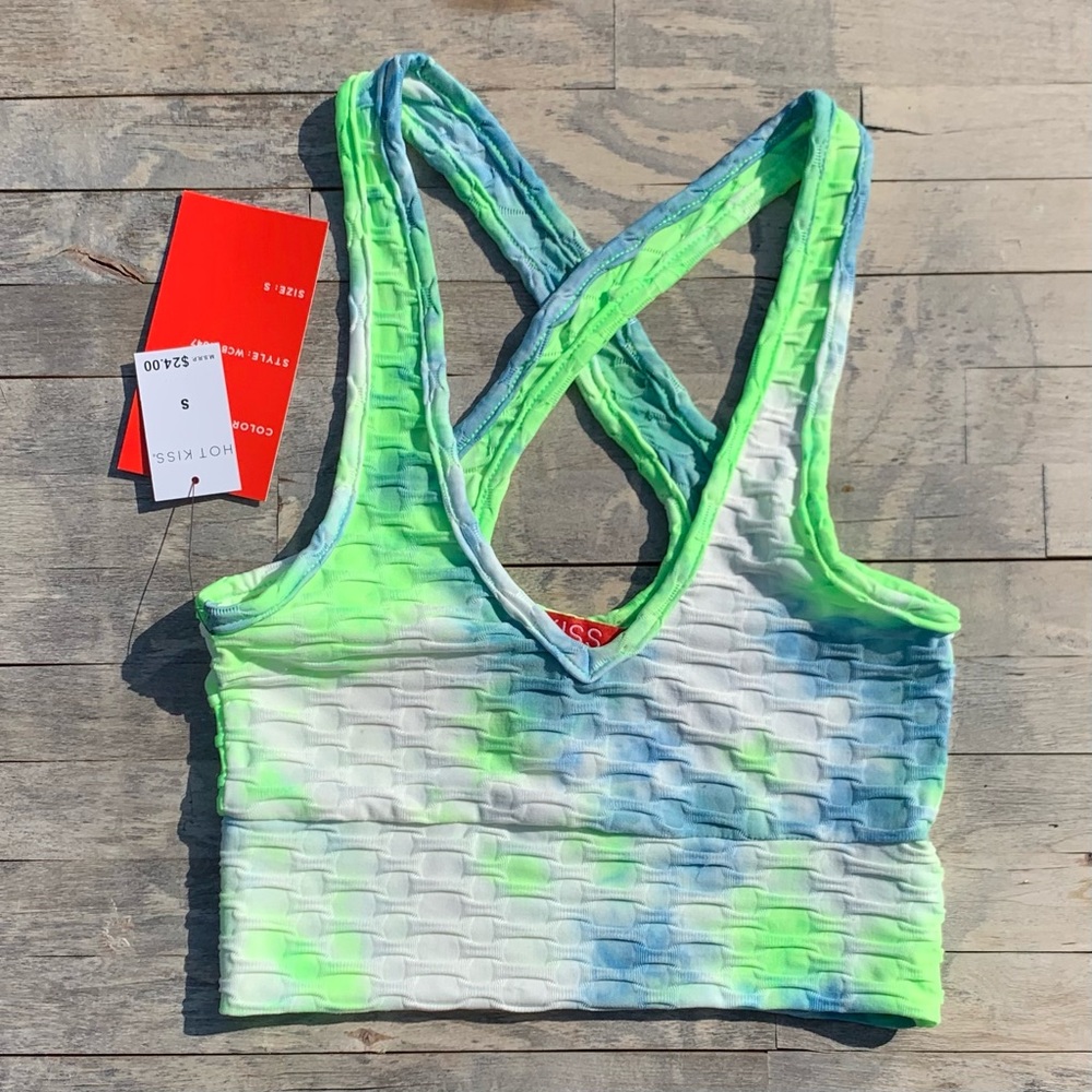Hot Kiss Neon TieDye Crop Top Size Small